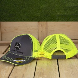 GORRA JOHN DEERE GRIS Y MALLA FLUORESCENTE PARA NIÑO 